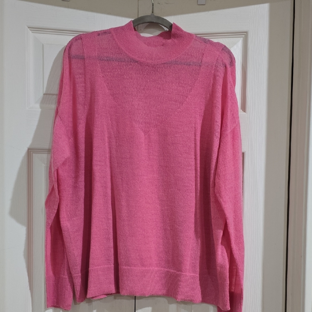 New York & Company Vibrant Pink Mock Turtleneck Sweater